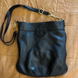 Black Leather Tory Burch Shoulder Bag